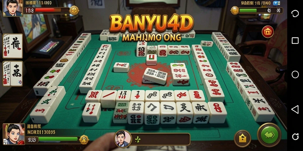 Tampilan gameplay BANYU4D dengan batu Mahjong yang menarik.
