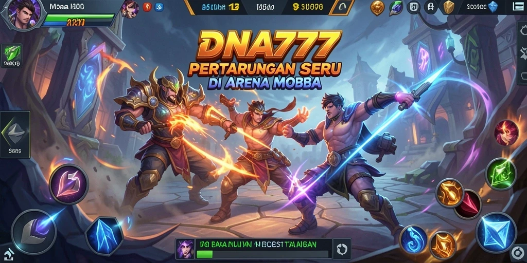 Tangkapan layar dari gameplay seru DNA777 di arena MOBA.