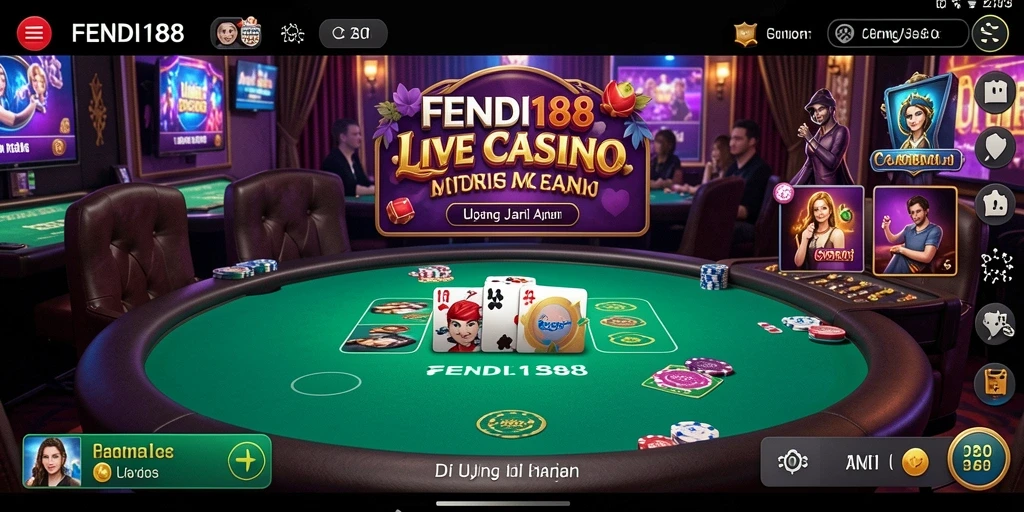 Screenshot FENDI188 menunjukkan dealer live yang menyenangkan dan permainan kasino yang mendebarkan.