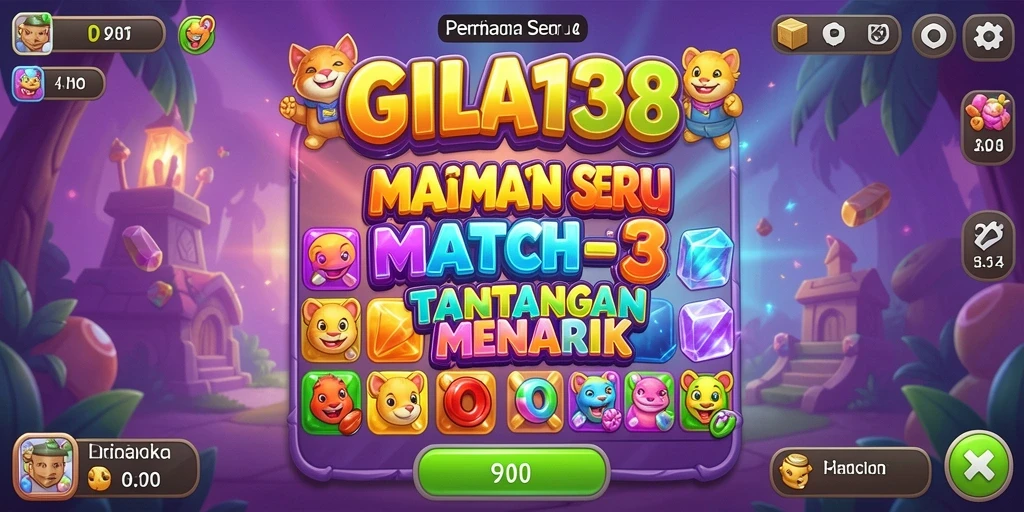 Gameplay Match-3 yang seru dan penuh warna di GILA138.