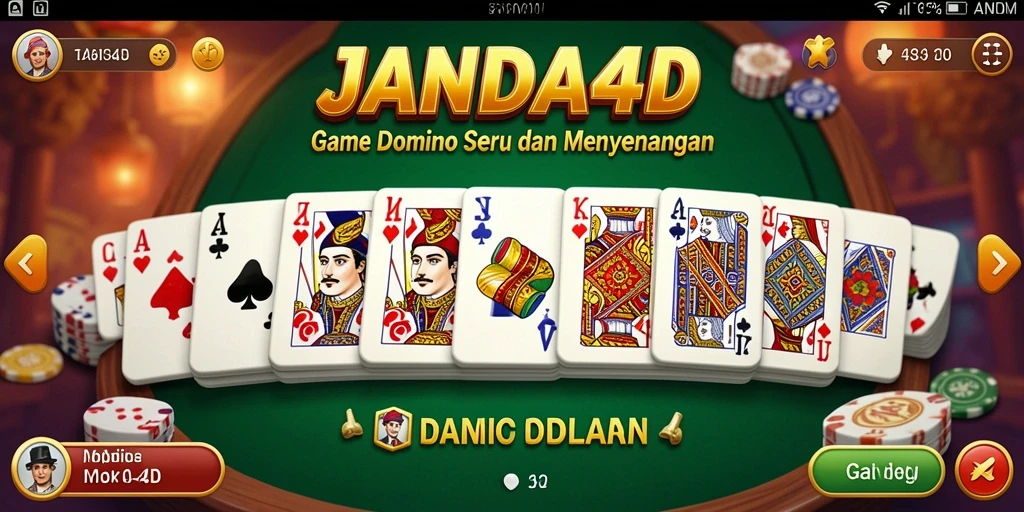 Tampilan gameplay seru JANDA4D dengan domino yang menarik.