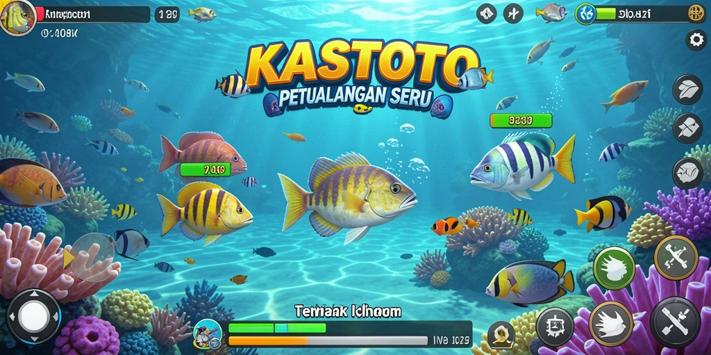 Screenshot utama KASTOTO menampilkan gameplay seru Tembak Ikan.