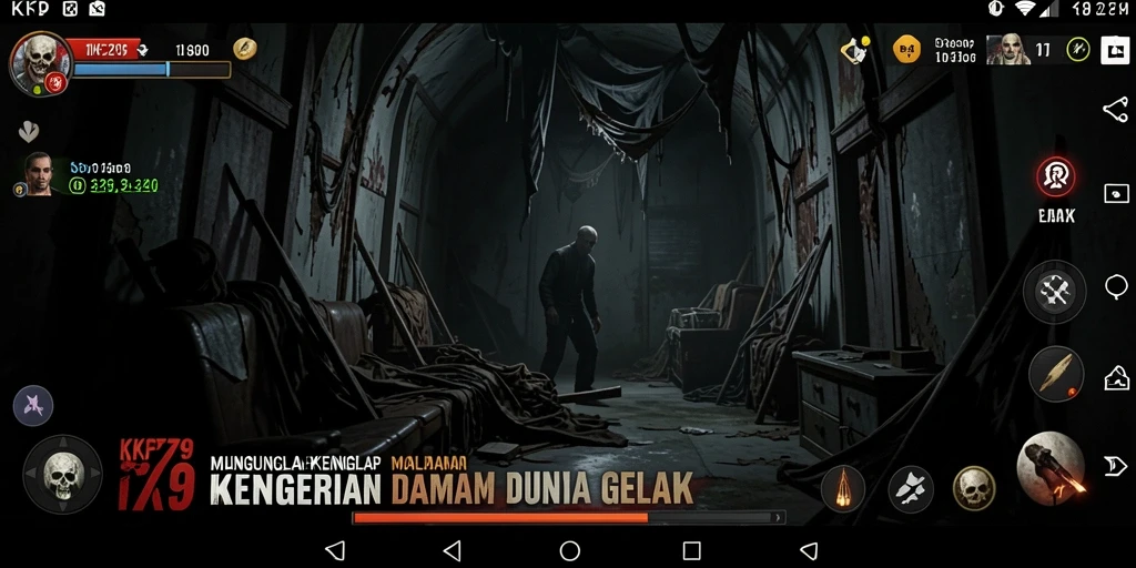 Screenshot menampilkan gameplay menyeramkan dengan suasana mencekam.