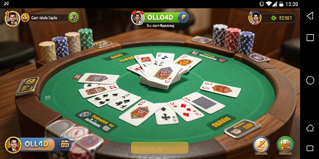 Screenshot utama OLLO4D menampilkan gameplay Gaple yang seru.