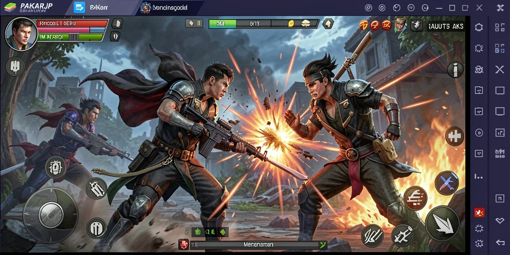 Screenshot gameplay PAKARJP menunjukkan pertarungan seru dan aksi mendebarkan.