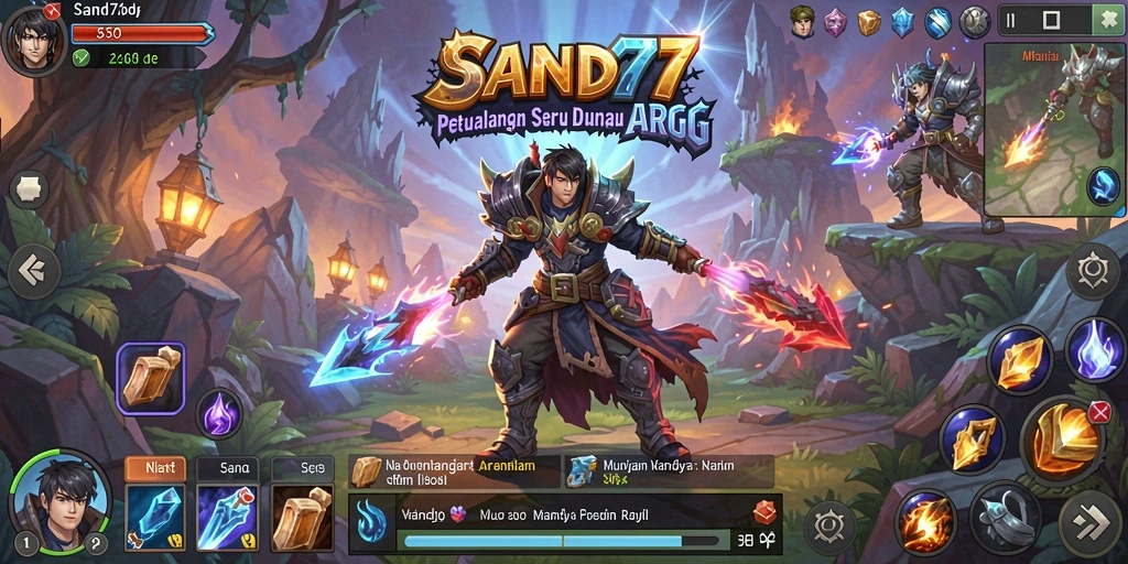 Screenshot gameplay SAND77 menampilkan aksi pertarungan yang seru dan menegangkan.